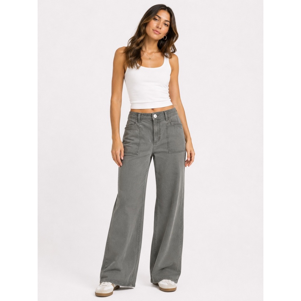 Gloria Vanderbilt Straight Leg Pants Womens 12P Green Utility Stretch Gorpcore